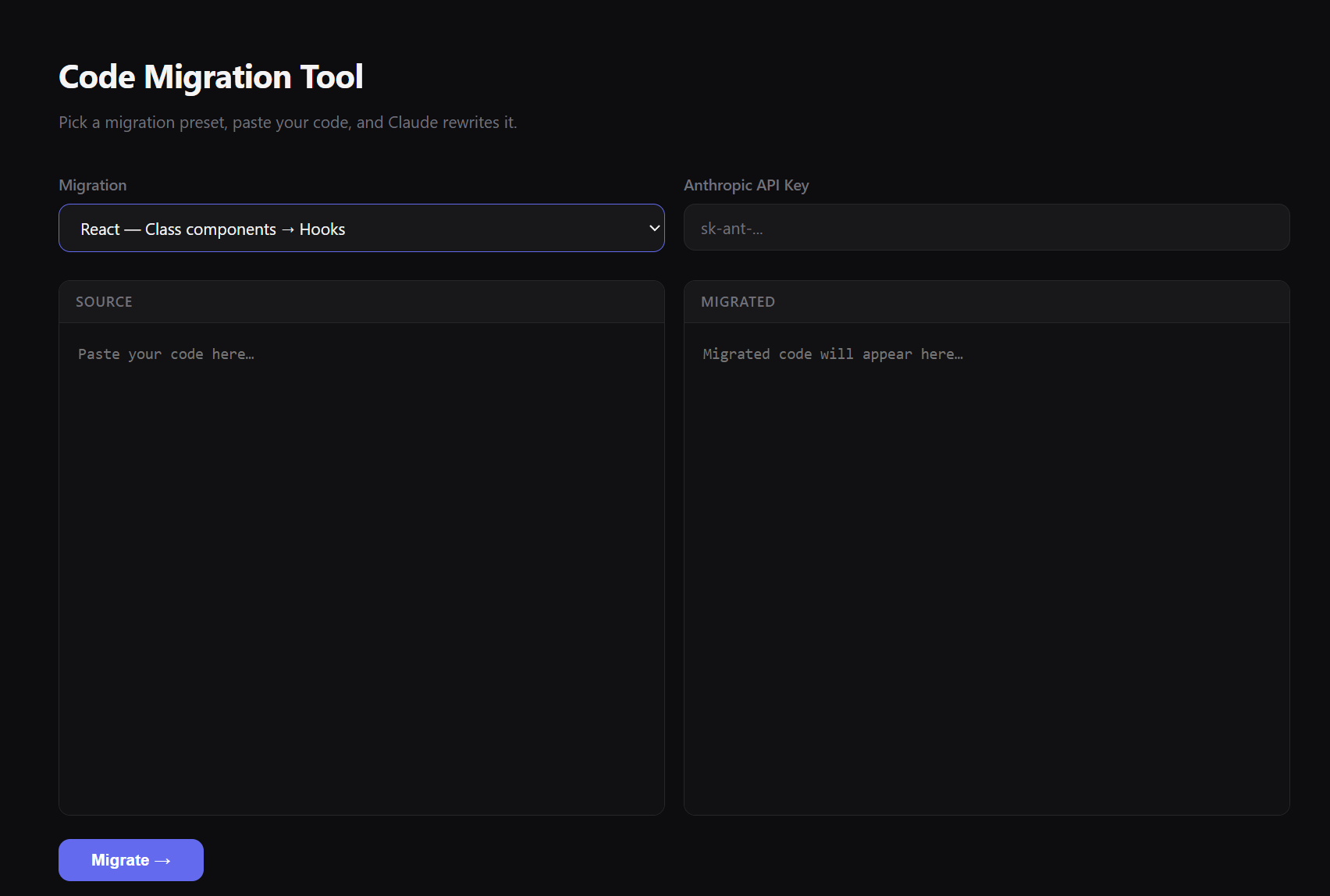 Code Migration Tool screenshot